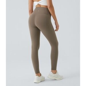 Halara UltraSculpt Tummy Control Leggings Dawn Brown 7/8 Small Pocket